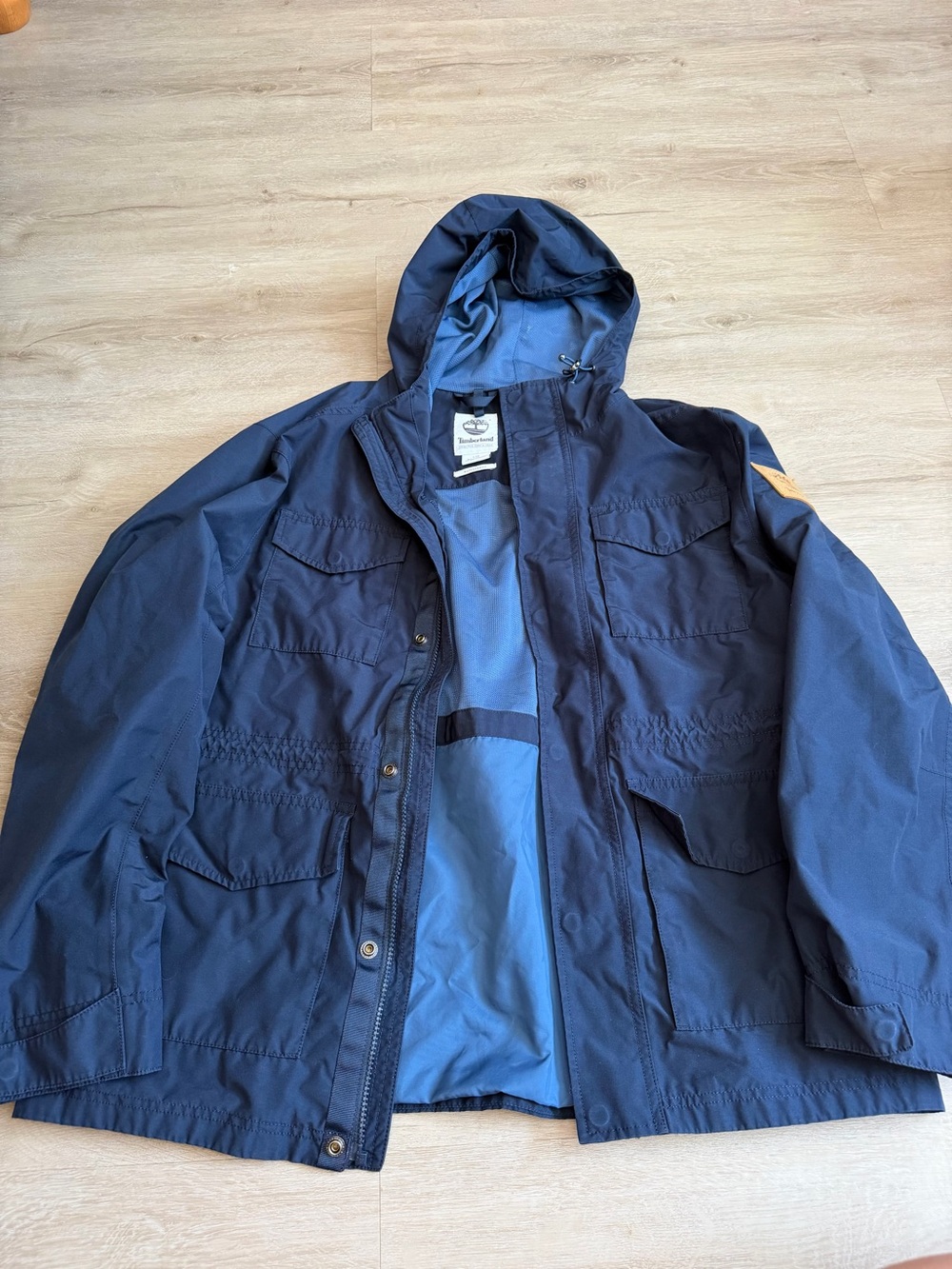 Timberland Dryvent Hooded Waterproof Jacket Navy Blue Men's SZ L